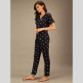 Womens Rayon Heart Print Collared Neck Night Suit